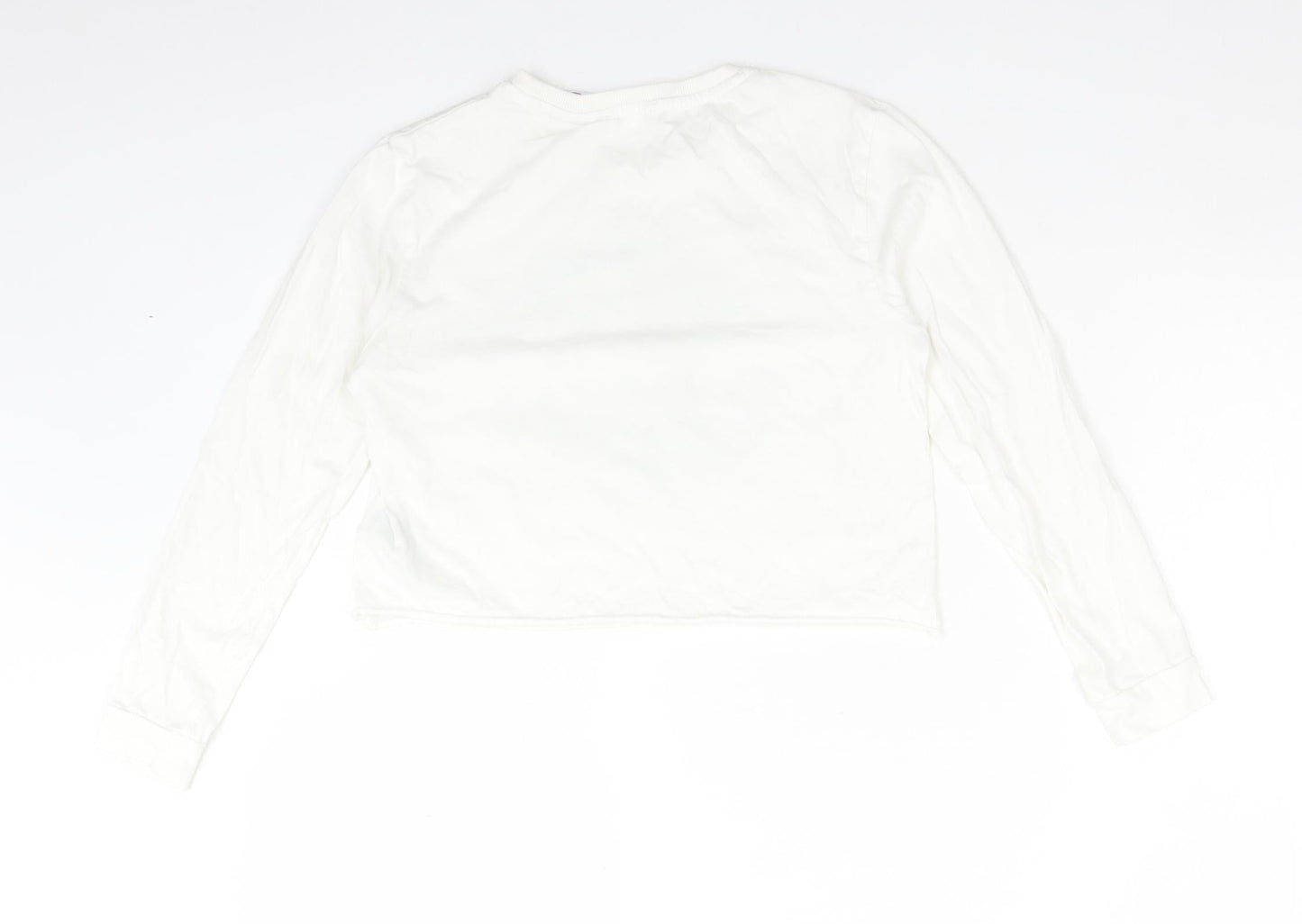 M&S Girls White  Cotton Cropped T-Shirt Size 10-11 Years Crew Neck  - NASA