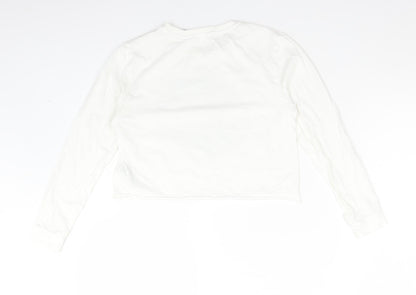 M&S Girls White  Cotton Cropped T-Shirt Size 10-11 Years Crew Neck  - NASA