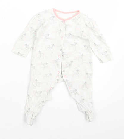 George Girls White Animal Print Cotton Babygrow One-Piece Size 3-6 Months   - DINSEY. BAMBI