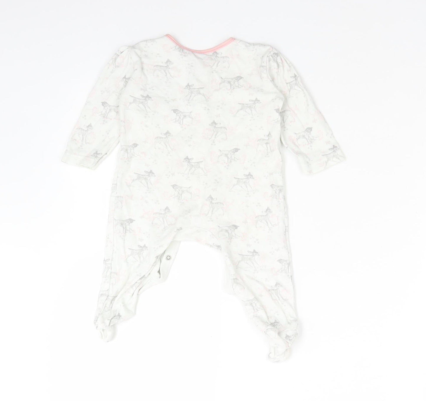 George Girls White Animal Print Cotton Babygrow One-Piece Size 3-6 Months   - DINSEY. BAMBI