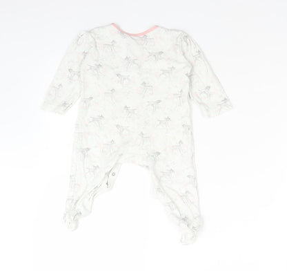 George Girls White Animal Print Cotton Babygrow One-Piece Size 3-6 Months   - DINSEY. BAMBI