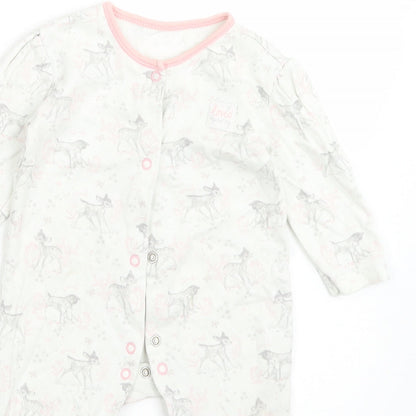 George Girls White Animal Print Cotton Babygrow One-Piece Size 3-6 Months   - DINSEY. BAMBI