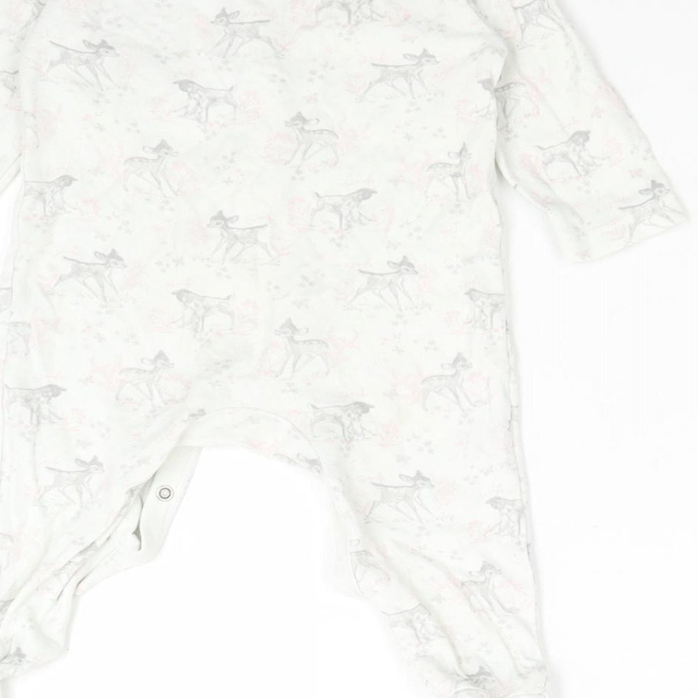 George Girls White Animal Print Cotton Babygrow One-Piece Size 3-6 Months   - DINSEY. BAMBI