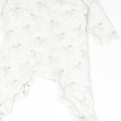 George Girls White Animal Print Cotton Babygrow One-Piece Size 3-6 Months   - DINSEY. BAMBI
