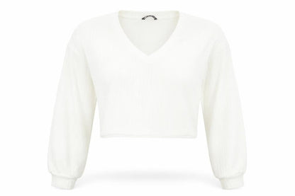 Womens UK Size S SheIn White Cropped T-Shirt