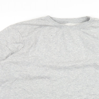 Close-up detail of F&F women’s grey cotton pullover sweatshirt, size L