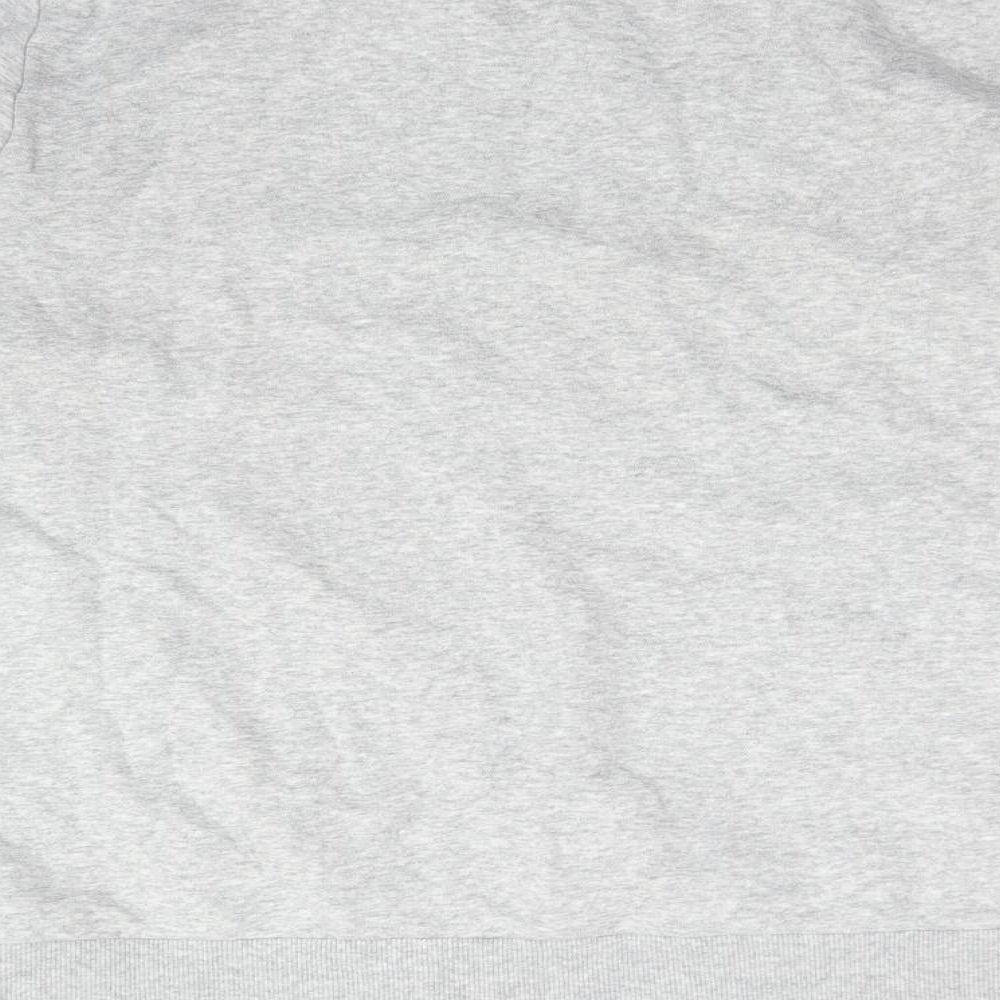 Brand and care label for F&F women’s grey cotton pullover sweatshirt, size L