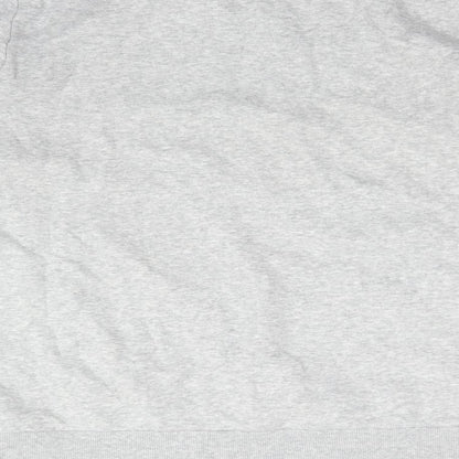 Brand and care label for F&F women’s grey cotton pullover sweatshirt, size L