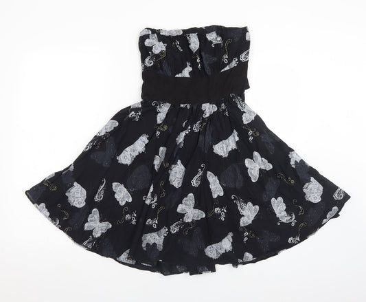 QED London Womens Black Paisley Cotton Basic T-Shirt Size XS  - BUTTERFLIES