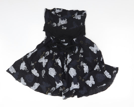 QED London Womens Black Paisley Cotton Basic T-Shirt Size XS  - BUTTERFLIES