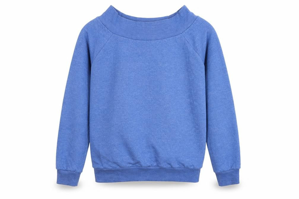 Front view of Peacocks women’s blue polyester pullover sweatshirt, size UK 10