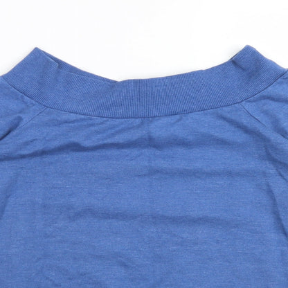 Close-up detail of Peacocks women’s blue polyester pullover sweatshirt, size UK 10