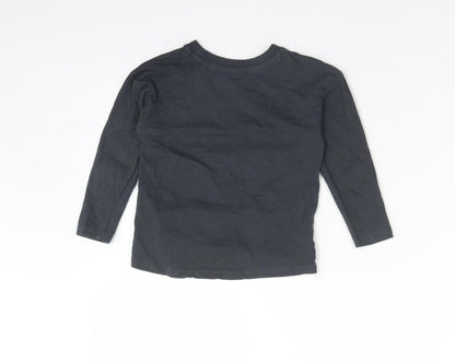 George Boys Grey  Cotton Basic T-Shirt Size 2-3 Years Crew Neck  - OUR WORLD IS MY FAVOURITE PLANET