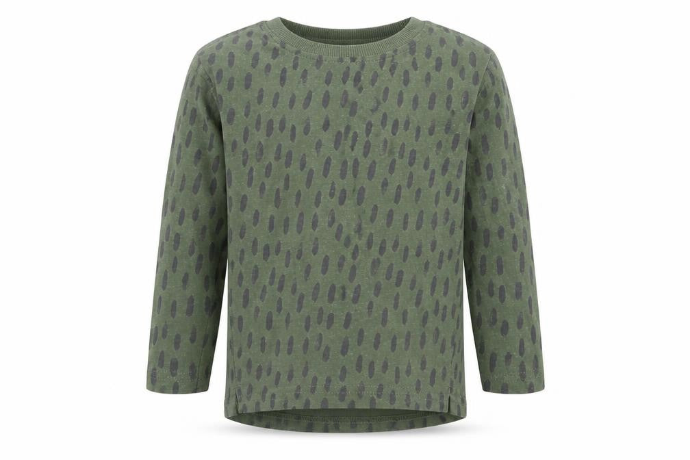 Front view of George boys’ green animal print cotton basic t-shirt, size 2-3, years crew neck