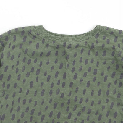 George Boys Green Animal Print Cotton Basic T-Shirt Size 2-3 Years Crew Neck