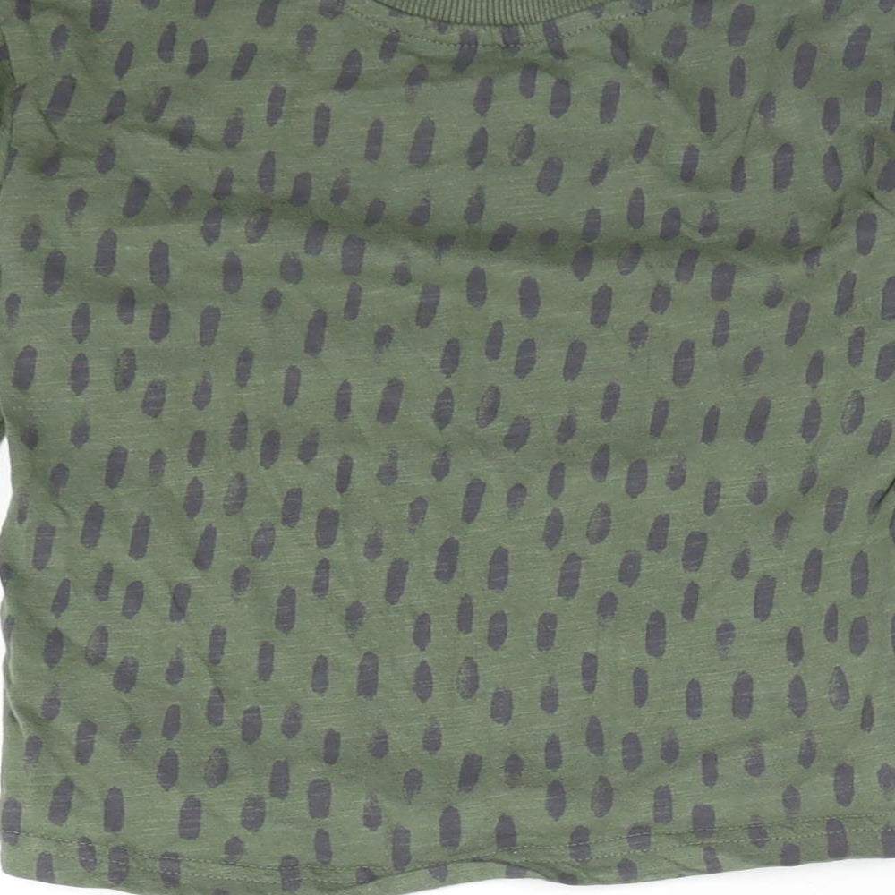 George Boys Green Animal Print Cotton Basic T-Shirt Size 2-3 Years Crew Neck