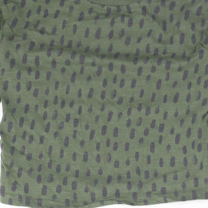 George Boys Green Animal Print Cotton Basic T-Shirt Size 2-3 Years Crew Neck