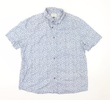 George Mens Blue  Cotton  Button-Up Size XL Collared