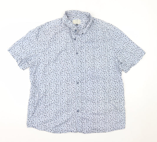 George Mens Blue  Cotton  Button-Up Size XL Collared