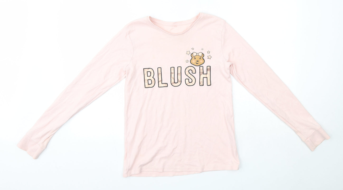 George Girls Pink  Cotton Basic Casual Size 13-14 Years Round Neck  - Pudsey Blush