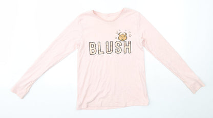 George Girls Pink  Cotton Basic Casual Size 13-14 Years Round Neck  - Pudsey Blush