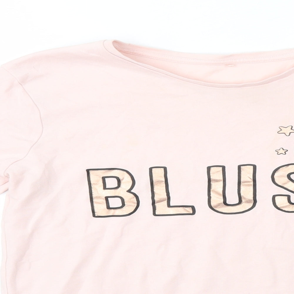 George Girls Pink  Cotton Basic Casual Size 13-14 Years Round Neck  - Pudsey Blush