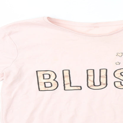 George Girls Pink  Cotton Basic Casual Size 13-14 Years Round Neck  - Pudsey Blush