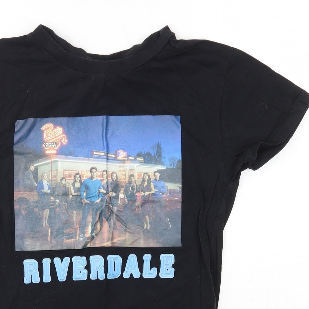 Primark Womens Black  100% Cotton Basic T-Shirt Size 2XS Round Neck