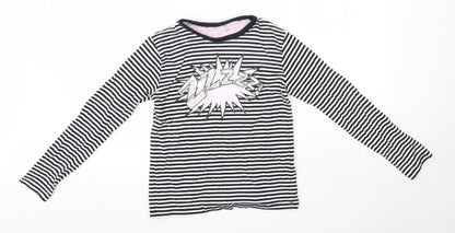 Matalan Girls Black Striped 100% Cotton Top Pyjama Top Size 12-13 Years