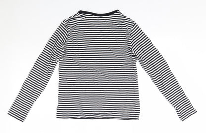 Matalan Girls Black Striped 100% Cotton Top Pyjama Top Size 12-13 Years