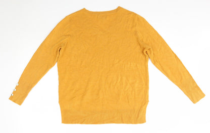 Primark Womens Yellow V-Neck  Acrylic Pullover Jumper Size M