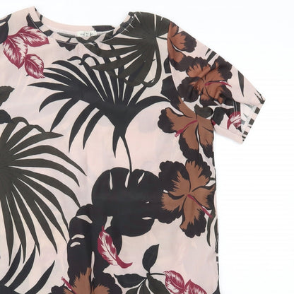 River Island Womens Multicoloured Floral Polyester T-Shirt Dress  Size 8  Round Neck