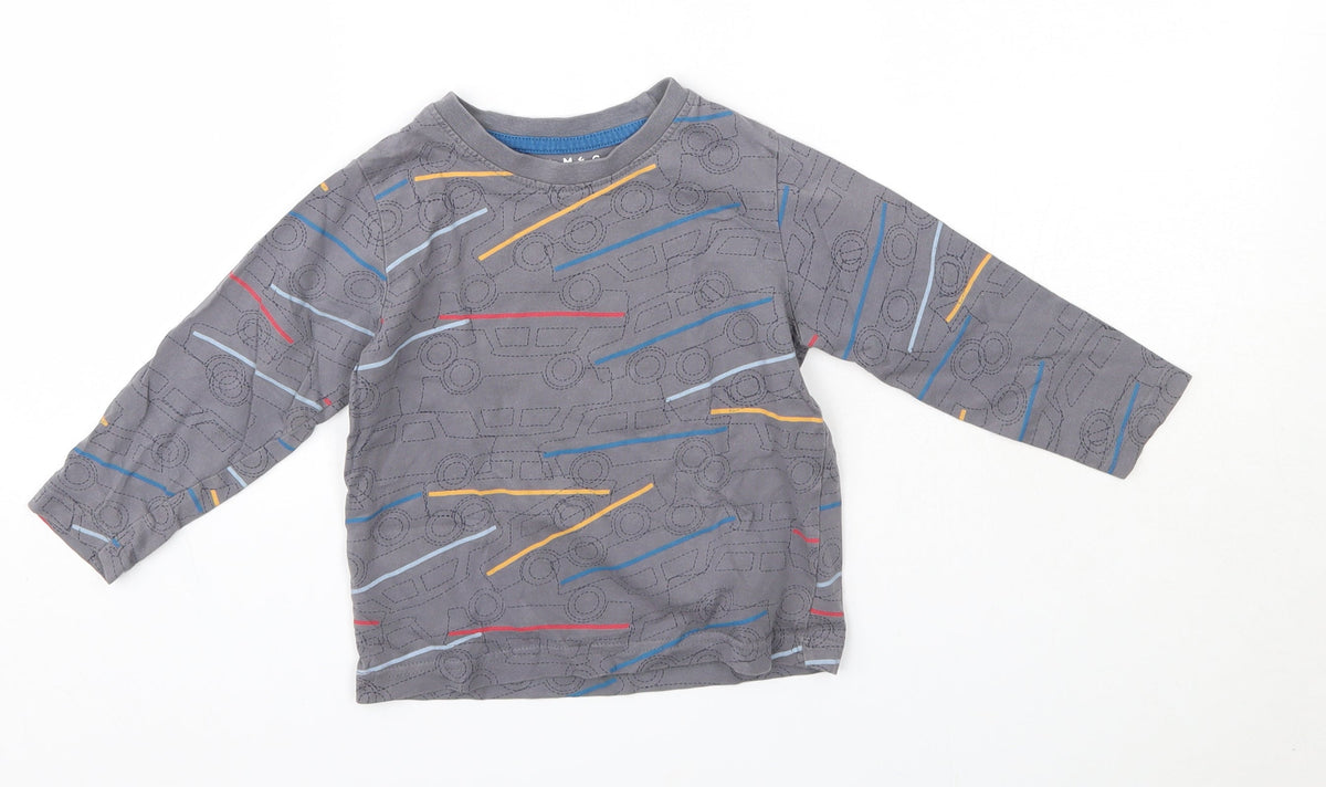 Front view of Nutmeg boys’ grey cotton basic casual, size 2-3, years round neck