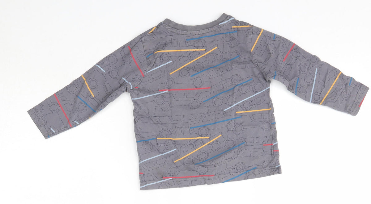 Back view of Nutmeg boys’ grey cotton basic casual, size 2-3, years round neck