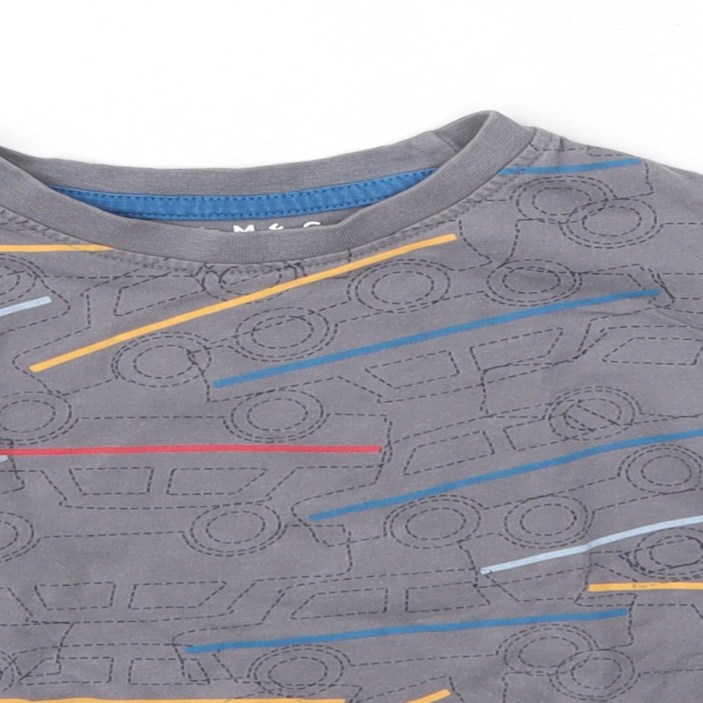 Close-up detail of Nutmeg boys’ grey cotton basic casual, size 2-3, years round neck