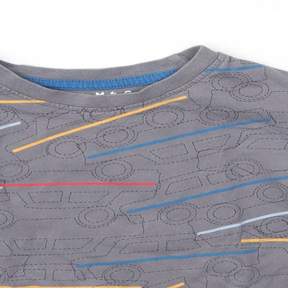 Close-up detail of Nutmeg boys’ grey cotton basic casual, size 2-3, years round neck