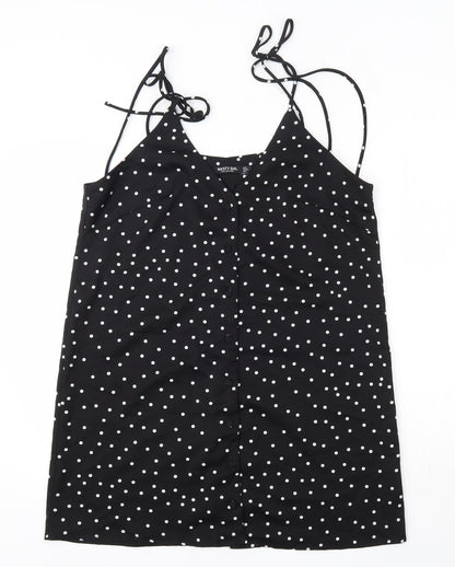 Nasty Gal Womens Black Polka Dot Polyester Tank Dress  Size 12  V-Neck