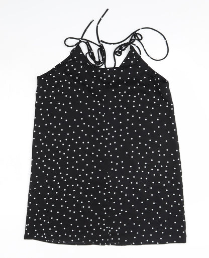 Nasty Gal Womens Black Polka Dot Polyester Tank Dress  Size 12  V-Neck