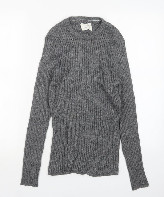 Primark Womens Grey Round Neck  Cotton Pullover Jumper Size M