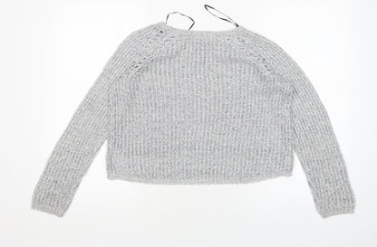 H&M Girls Grey Round Neck  Acrylic Pullover Jumper Size 11-12 Years