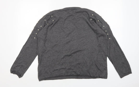Womens UK Size 14 Peacocks Grey Pullover Jumper