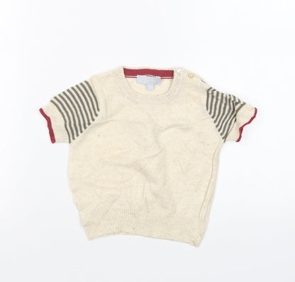 Additional front view of Freoli boys’ beige round neck wool jumper, size 2, years
