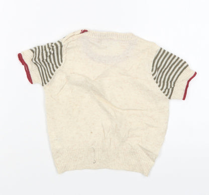 Back view of Freoli boys’ beige round neck wool jumper, size 2, years