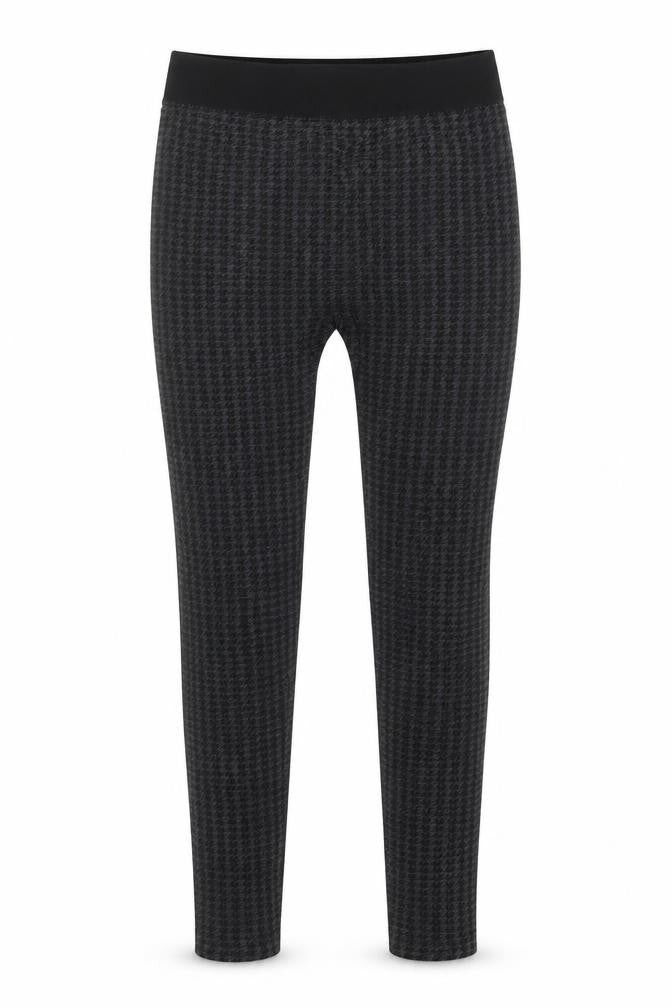 Front view of Diva Feva women’s grey herringbone polyester jogger leggings, size M, 25-inch leg
