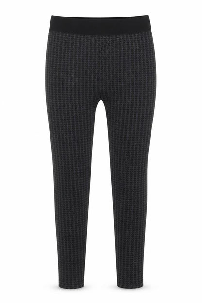 Front view of Diva Feva women’s grey herringbone polyester jogger leggings, size M, 25-inch leg