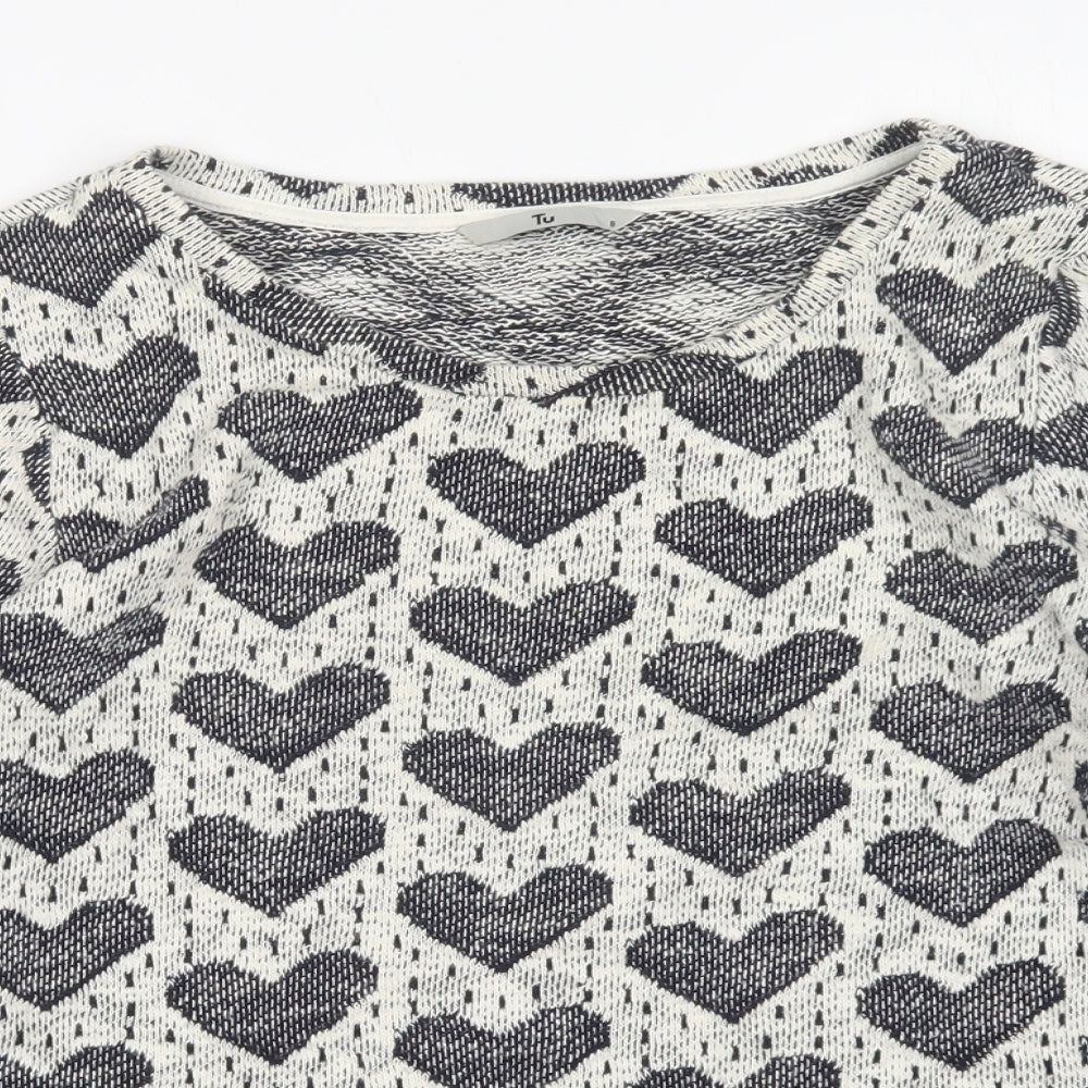 TU Womens Multicoloured Round Neck Polka Dot Cotton Pullover Jumper Size 8