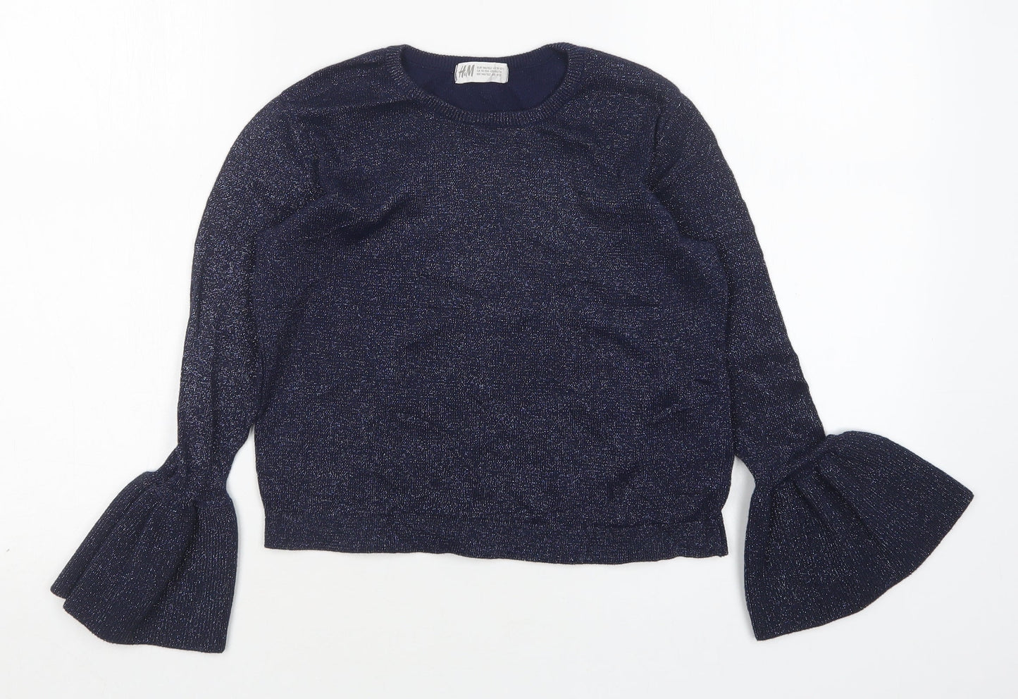 H&M Girls Blue Round Neck  Cotton Pullover Jumper Size 11-12 Years