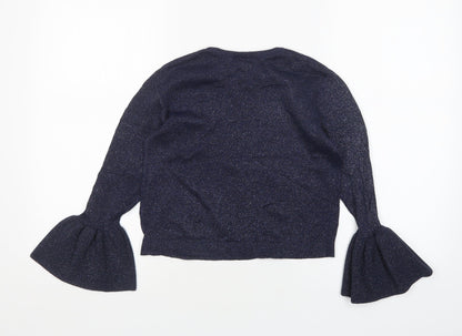 H&M Girls Blue Round Neck  Cotton Pullover Jumper Size 11-12 Years