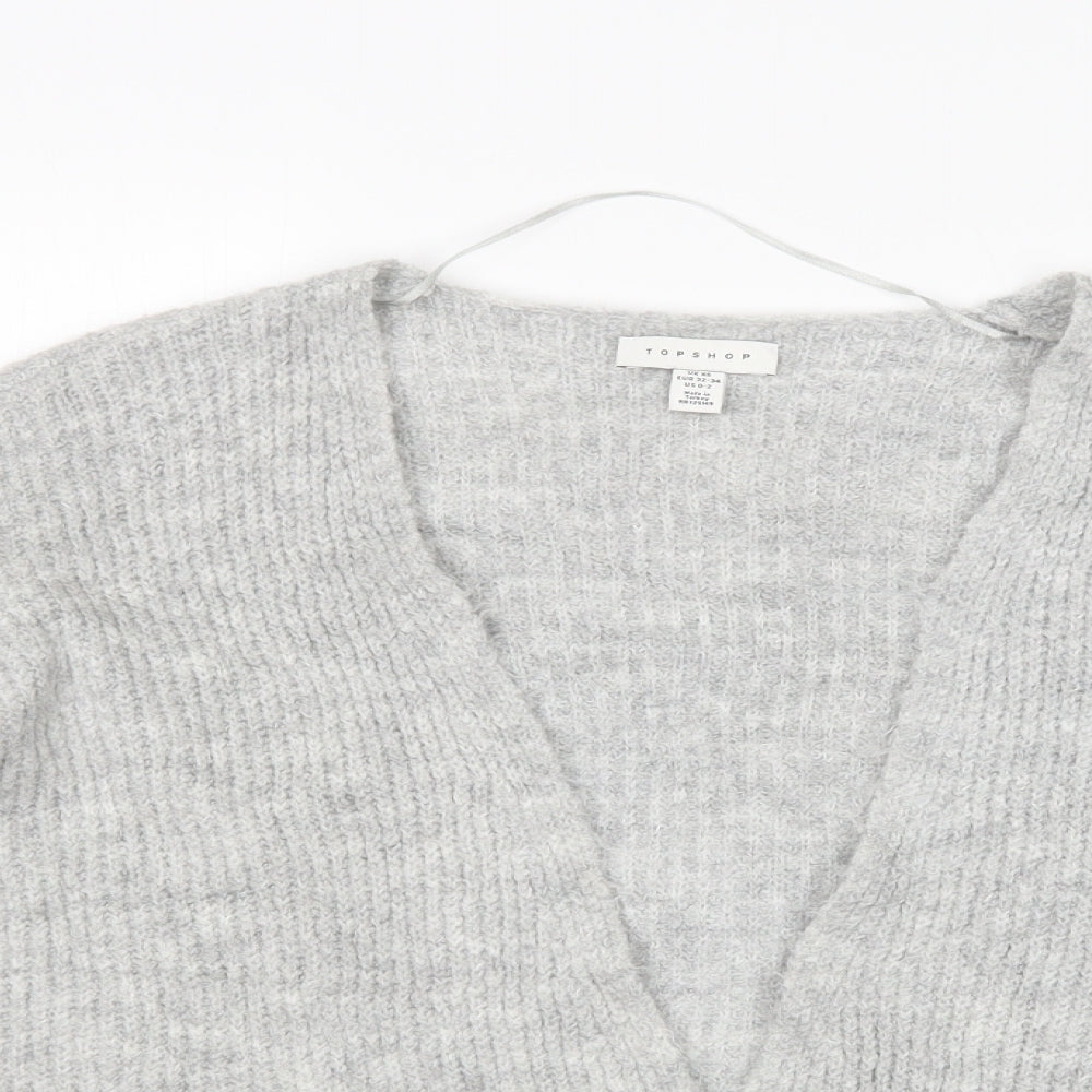 Womens UK Size XS Topshop Grey Cardigan Jumper