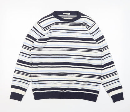 berketex Womens Multicoloured Round Neck Striped Cotton Pullover Jumper Size 10